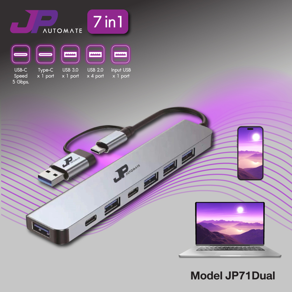 JP AUTOMATE HUB 7 IN 1 DUAL TYPE C+USB (JP71DUAL)